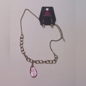 Paparazzi Silver Chain Necklace with Pink Pendant